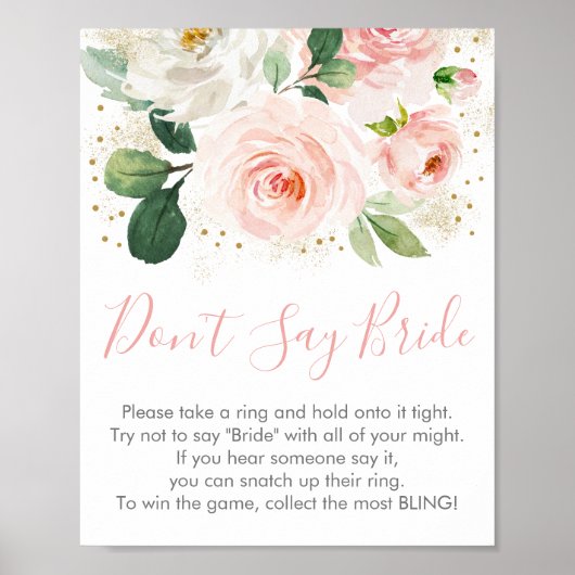 ブッシュピンクゴールドフラワーの「Don't Say Bride Game」 ポスター (正面)