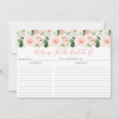 ブッシュピンクゴールドフラワーブライダルシャワーレシピカード 招待状 (正面)