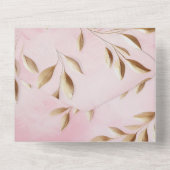 ブッシュピンクゴールドリーフウェディング オールインワン招待状 (裏面)