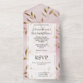 ブッシュピンクゴールドリーフウェディング オールインワン招待状 (内側)
