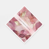 ブッシュピンクゴールドリーフ ブライダルシャワー スタンダードランチョンナプキン (角)