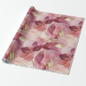 ブッシュピンクゴールドリーフ ブライダルシャワー ラッピングペーパー (アンロールド)