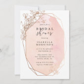 ブッシュピンクゴールド幾何学フラワーブライダルシャワー 招待状 (正面)