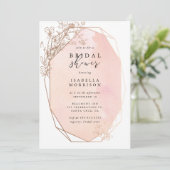 ブッシュピンクゴールド幾何学フラワーブライダルシャワー 招待状 (スタンド正面)