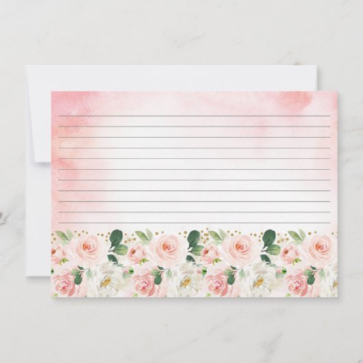 ブッシュピンクゴールド フラワーブライダルシャワー レシピカード 招待状 (裏面)
