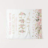 ブッシュピンクゴールド 女の子のベビーシャワーバナー タペストリー (正面(横))