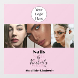 ブッシュピンクスクリプトロゴ写真ネイルサロン ウィンドウサイン