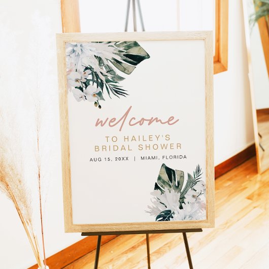 ブッシュピンクトロピカルパームパンパス ブライダルシャワー ポスト ポスター