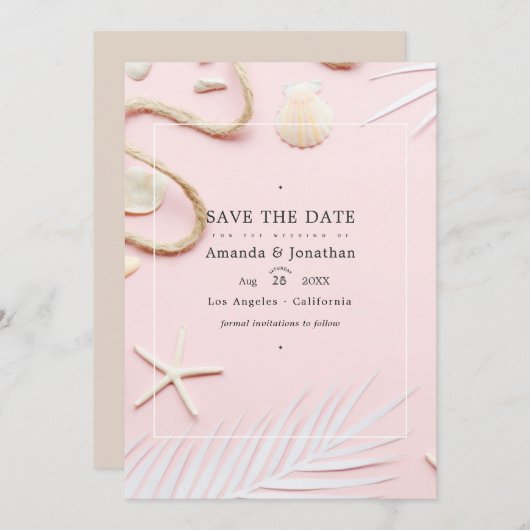 ブッシュピンクビーチウェディングフォト セーブザデート (正面/裏面)