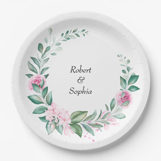 ブッシュピンクブームウェディング ペーパープレート (正面)