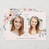 ブッシュピンク幾何学的な花の写真 | グラデーション パーティー 招待状 (正面/裏面)