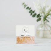 ブッシュピンク金ゴールド絵を描油テクスチャロゴQRコード スクエア名刺 (スタンド正面)