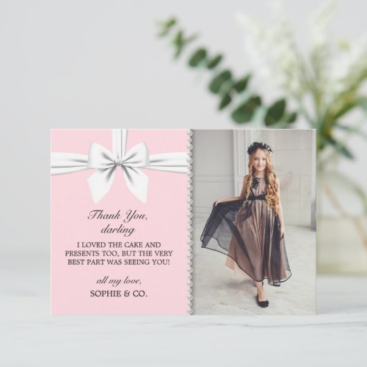 ブッシュピンク エレガント ティファニー おしゃれ パーティー サンクス サンキューカード (スタンド正面)