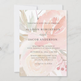 ブッシュピンク クリーム ピーチ セージグリーン ウェディング 招待状