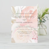 ブッシュピンク クリーム ピーチ セージグリーン ウェディング 招待状 (スタンド正面)