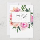 ブッシュピンク&グレーの花の植物の結婚式の招待状V2 招待状 (裏面)