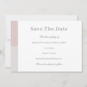 ブッシュピンク グレー ホワイト ストライプ Save The Date 招待状 (正面)