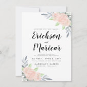 ブッシュピンク & グレー 花柄 | 結婚式招待状 案内状 (正面)