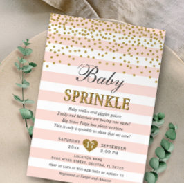 ブッシュピンク ゴールドストライプ コンフェッティ 赤ちゃん女の子 スプリンクラー 招待状