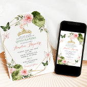 ブッシュピンク サージュグリーン ジオメトリック フラワー キンセアニエラ 招待状