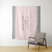 ブッシュピンク＆シルバーのグリッター結婚式の背景 タペストリー (インサイチュ)