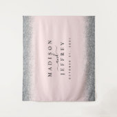 ブッシュピンク＆シルバーのグリッター結婚式の背景 タペストリー (正面)