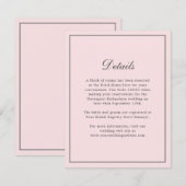 ブッシュピンク シンプル エレガント ウェディング 情報 詳細 エンクロージャーカード (正面/裏面)