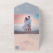 ブッシュピンク&ダスティーブルー オールインワン招待状 (外側)