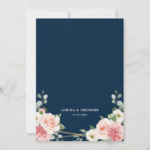 ブッシュピンク ネイビーブルー ジオメトリック ボタニカル ウェディング 招待状 (裏面)