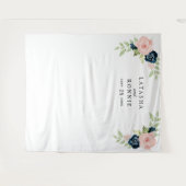 ブッシュピンク ネイビーブルー 花柄 ウェディング フォト 背景 タペストリー (正面(横))