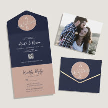 ブッシュピンク ネイビーブルー QRコード 写真 結婚式