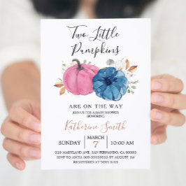 ブッシュピンク＆ネイビー　ツーリトルパンプキンベイビーシャワーI 招待状