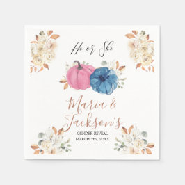 ブッシュピンク＆ネイビー パンプキン 性別発表 スタンダードカクテルナプキン