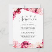 ブッシュピンク バーガンディ フラワーボーダー 結婚式スケジュール 招待状 (正面)