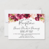 ブッシュピンク バーガンディ フラワールドロップ ウェディング レセプション 招待状 (正面)