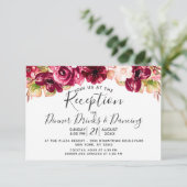 ブッシュピンク バーガンディ フラワールドロップ ウェディング レセプション 招待状 (スタンド正面)
