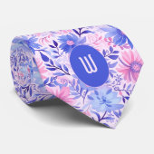 ブッシュピンク＆パステルブルーの水彩画 ネクタイ (ロール)