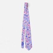 ブッシュピンク＆パステルブルーの水彩画 ネクタイ (裏面)