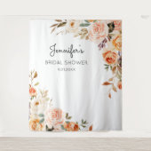 ブッシュピンク&ピーチの花のブライズシャワーまたはパーティー タペストリー (正面)