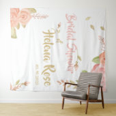 ブッシュピンク&ピーチローズのウェディングバックドロップ タペストリー (インサイチュ(横))