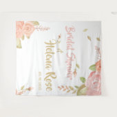 ブッシュピンク&ピーチローズのウェディングバックドロップ タペストリー (正面(横))