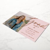 ブッシュピンク フォト グラデーション パーティー 箔押し 招待状 (回転した状態)