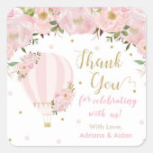 ブッシュピンク フラワーバルーン 感謝の気持ち お礼の品 スクエアシール (正面)