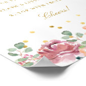 ブッシュピンク フラワーブライダルシャワー ミモザ バーサイン ポスター (角)