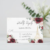 ブッシュピンク フラワー ゴールド パリ エッフェル クイーンズアニバーサリー 出欠カード (スタンド正面)