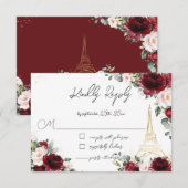 ブッシュピンク フラワー ゴールド パリ エッフェル クイーンズアニバーサリー 出欠カード (正面/裏面)