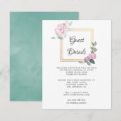 ブッシュピンク フラワー ジオメトリック ウェディング ゲスト 詳細 エンクロージャーカード (正面/裏面)