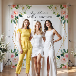 ブッシュピンク フラワー ジオメトリック ウェディング シャワー バックドロップ タペストリー