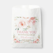 ブッシュピンク フローラル ゴールド ブライダル ベイビーシャワー 誕生日 フェイバーバッグ (正面)