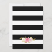 ブッシュピンク フローラル ブラック ホワイト ゴールド ウェディング 招待状 (裏面)